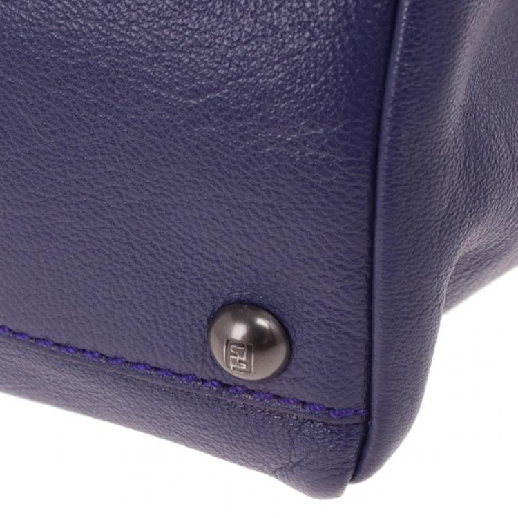Pre Owned Fendi Purple Leather Mini Peekaboo