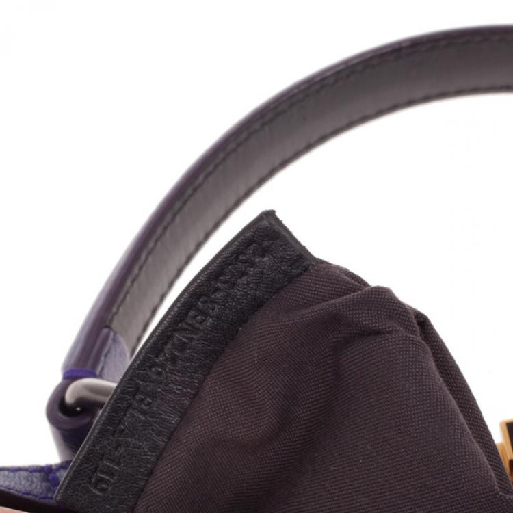 Pre Owned Fendi Purple Leather Mini Peekaboo