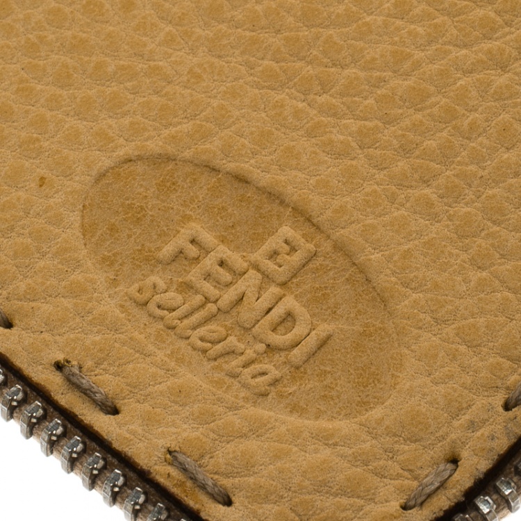 Pre Owned Fendi Tan Selleria Leather Zip Around Wallet