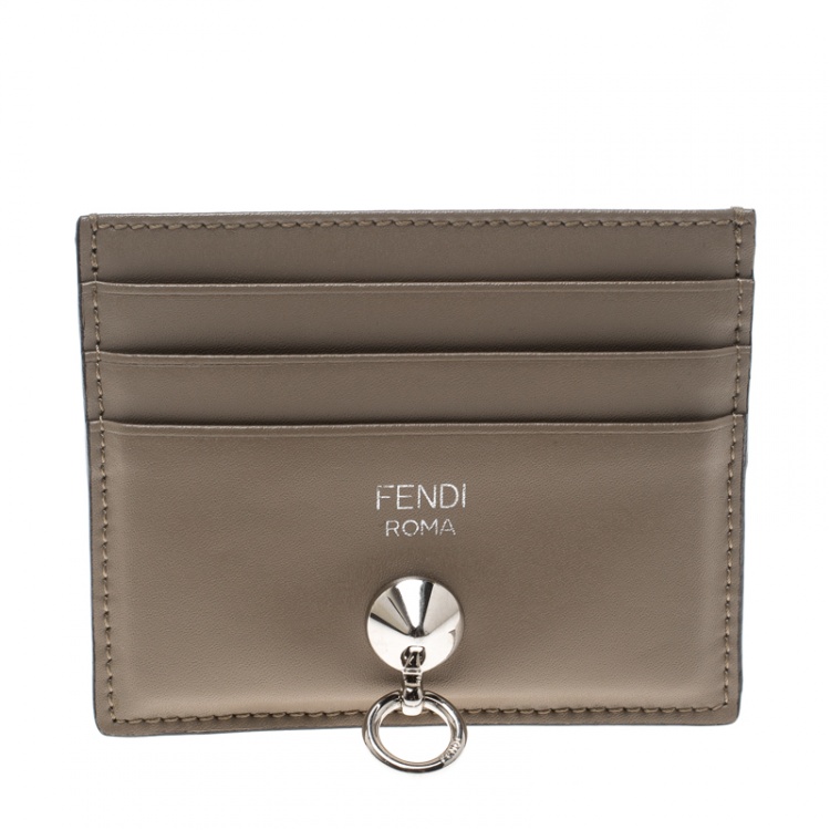 Pre Owned Fendi Beige Leather 6CC Card Holder