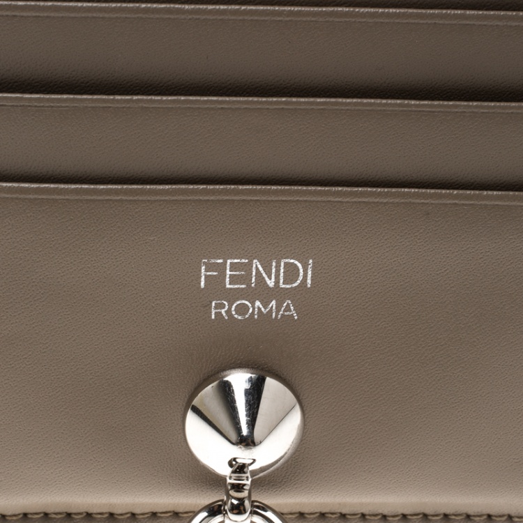 Pre Owned Fendi Beige Leather 6CC Card Holder