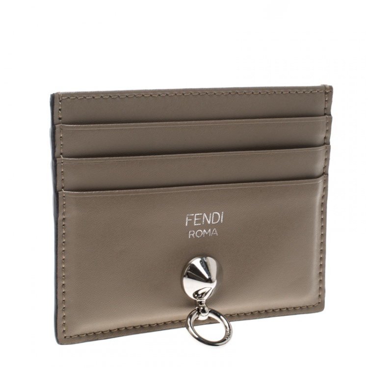 Pre Owned Fendi Beige Leather 6CC Card Holder