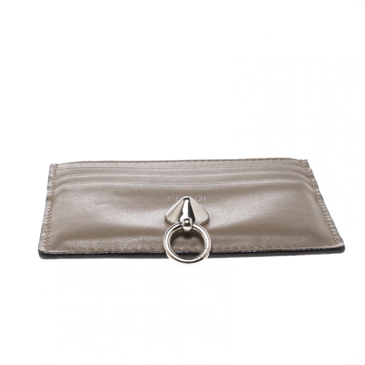 Pre Owned Fendi Beige Leather 6CC Card Holder