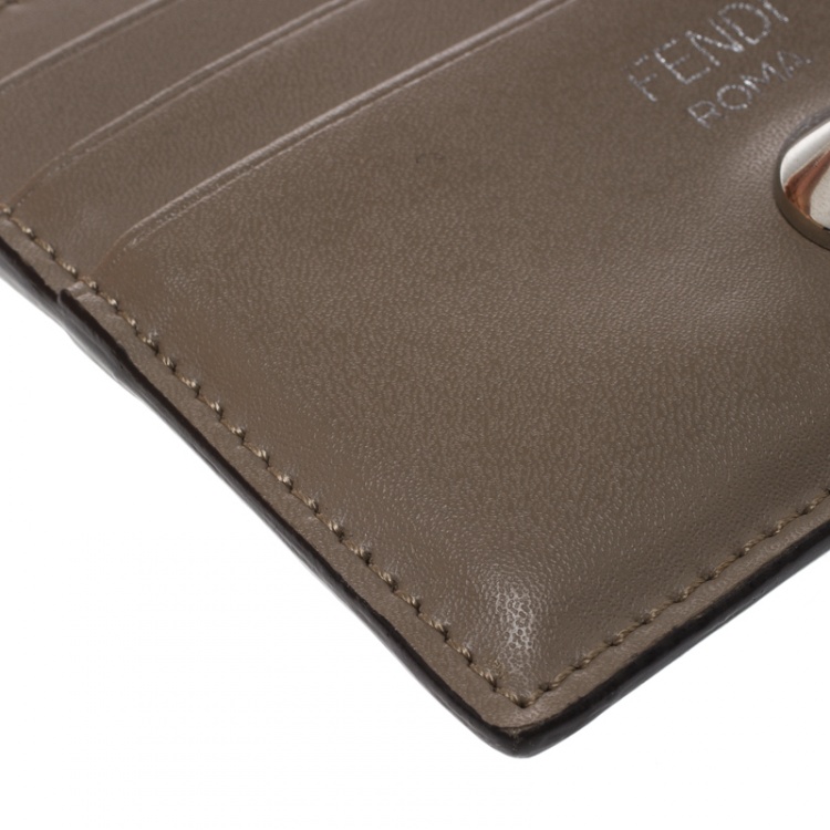 Pre Owned Fendi Beige Leather 6CC Card Holder