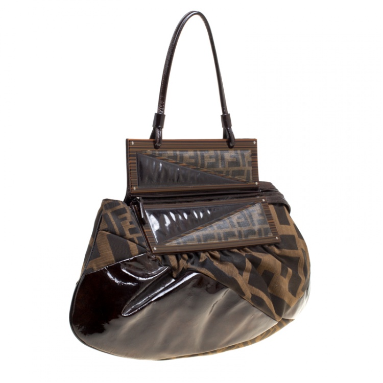 Pre Owned Fendi Tobacco Zucca Canvas and Coated Fabric To You Convertible Clutch Bag
