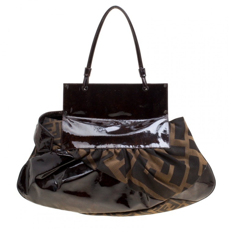 Pre Owned Fendi Tobacco Zucca Canvas and Coated Fabric To You Convertible Clutch Bag