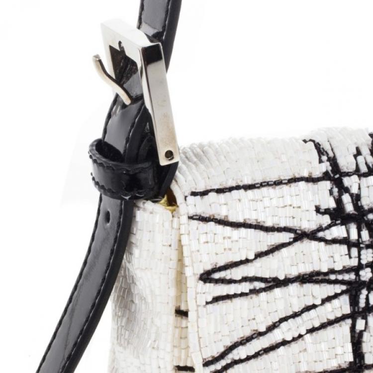Pre Owned Fendi Black and White Beaded Limited Edition Baguette