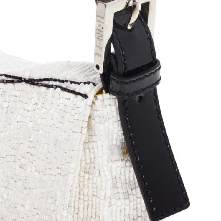 Pre Owned Fendi Black and White Beaded Limited Edition Baguette