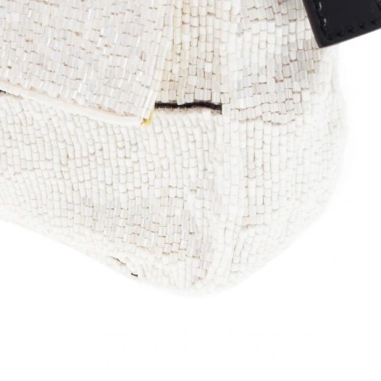 Pre Owned Fendi Black and White Beaded Limited Edition Baguette