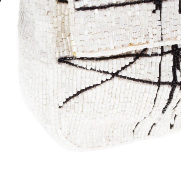 Pre Owned Fendi Black and White Beaded Limited Edition Baguette