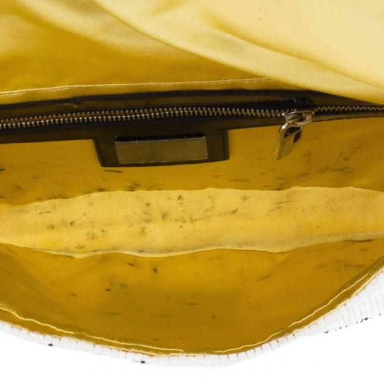 Pre Owned Fendi Black and White Beaded Limited Edition Baguette