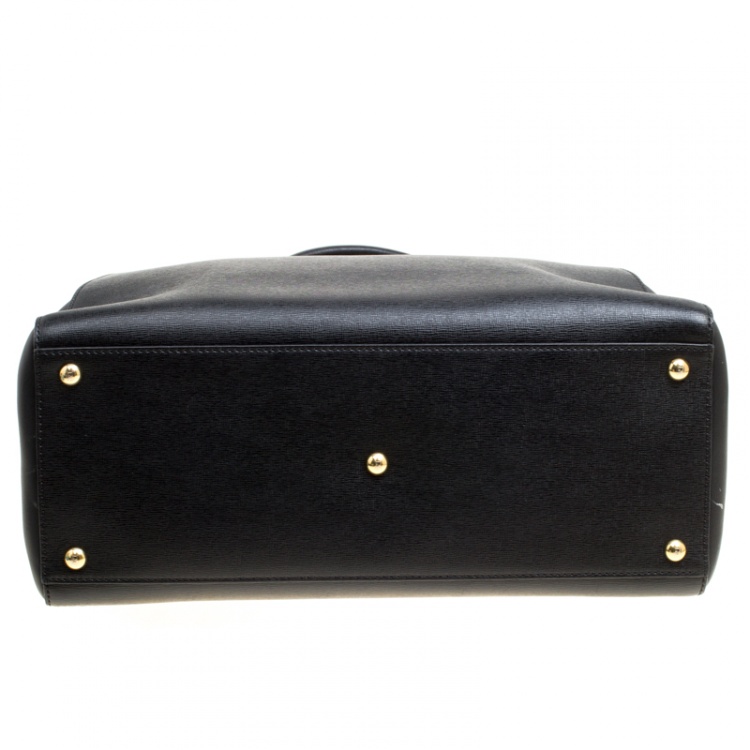 Pre Owned Fendi Black Leather 2Jours Top Handle Bag