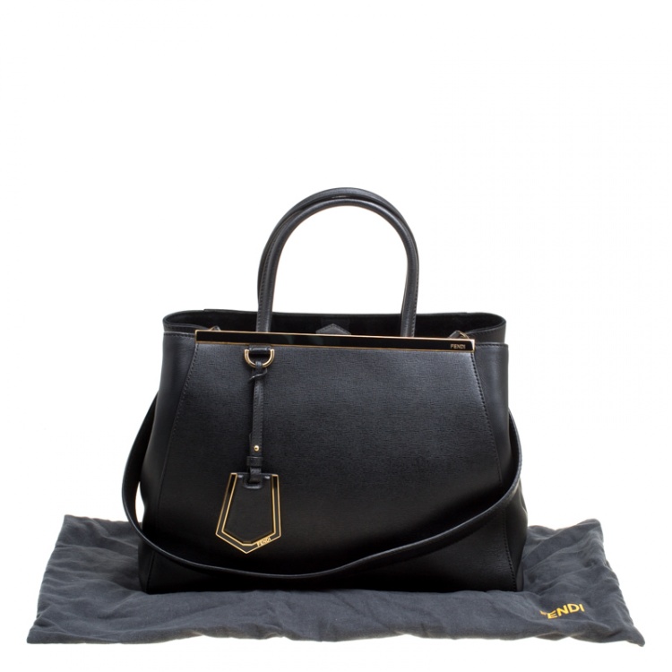 Pre Owned Fendi Black Leather 2Jours Top Handle Bag