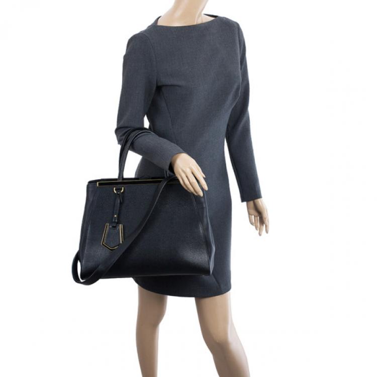 Pre Owned Fendi Black Leather 2Jours Tote