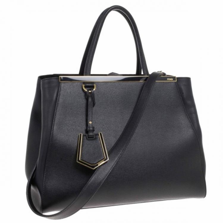 Pre Owned Fendi Black Leather 2Jours Tote