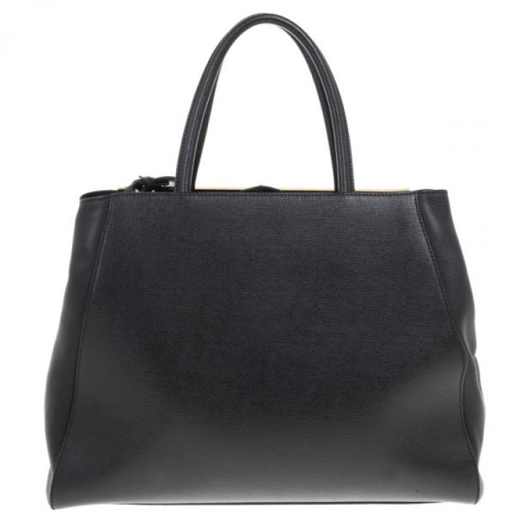 Pre Owned Fendi Black Leather 2Jours Tote