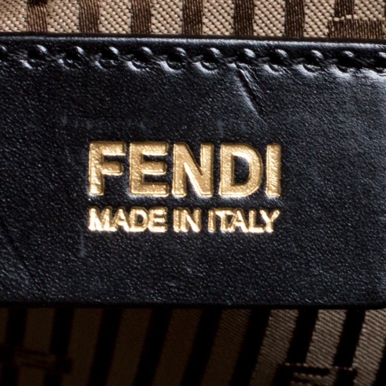 Pre Owned Fendi Black and Tobacco Striped Coated Canvas Spalmati Duffel Bag