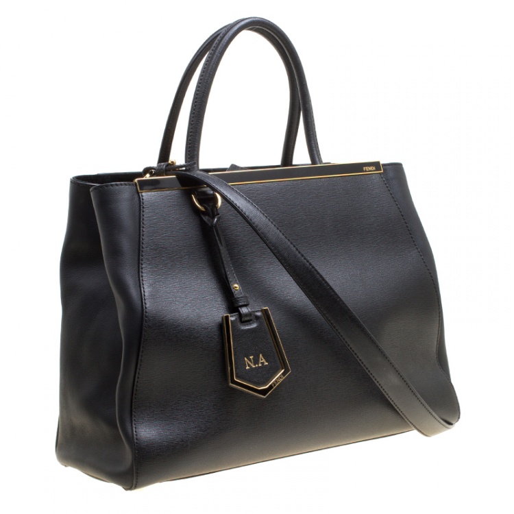 Pre Owned Fendi Black Saffiano Leather 2Jours Top Handle Bag
