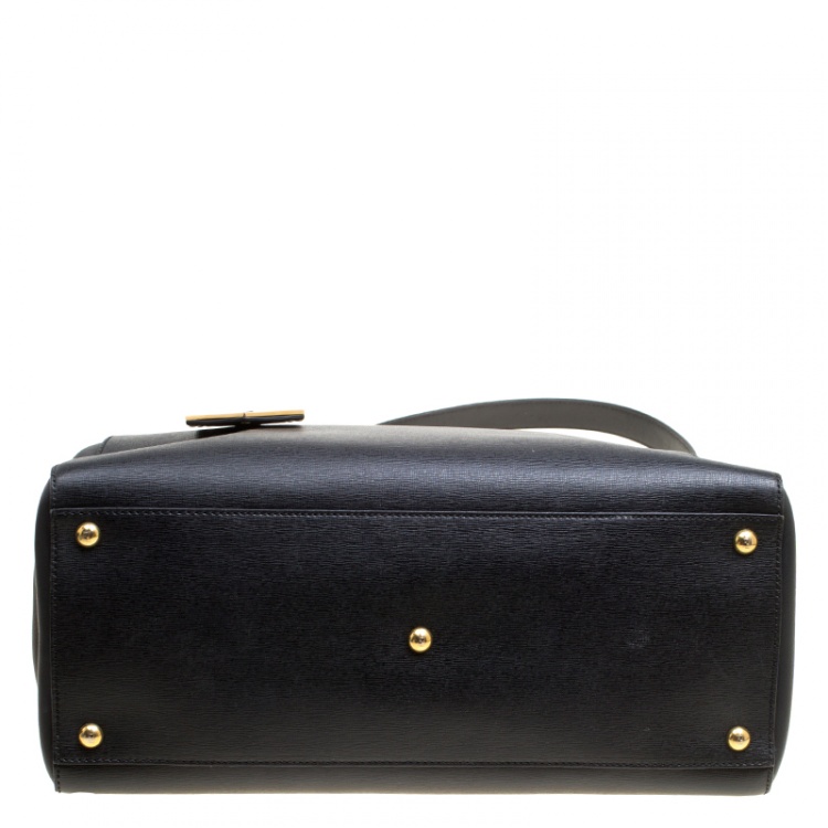 Pre Owned Fendi Black Saffiano Leather 2Jours Top Handle Bag