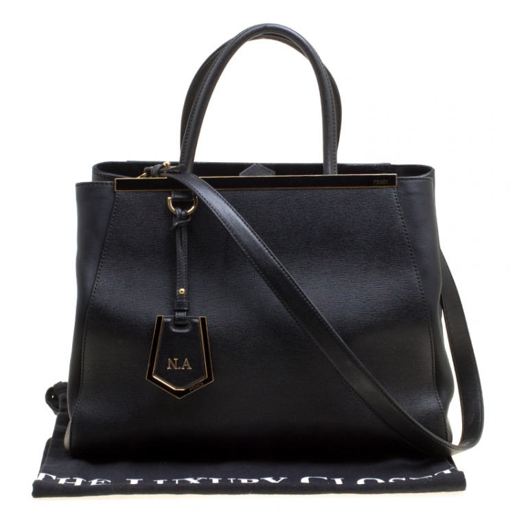 Pre Owned Fendi Black Saffiano Leather 2Jours Top Handle Bag