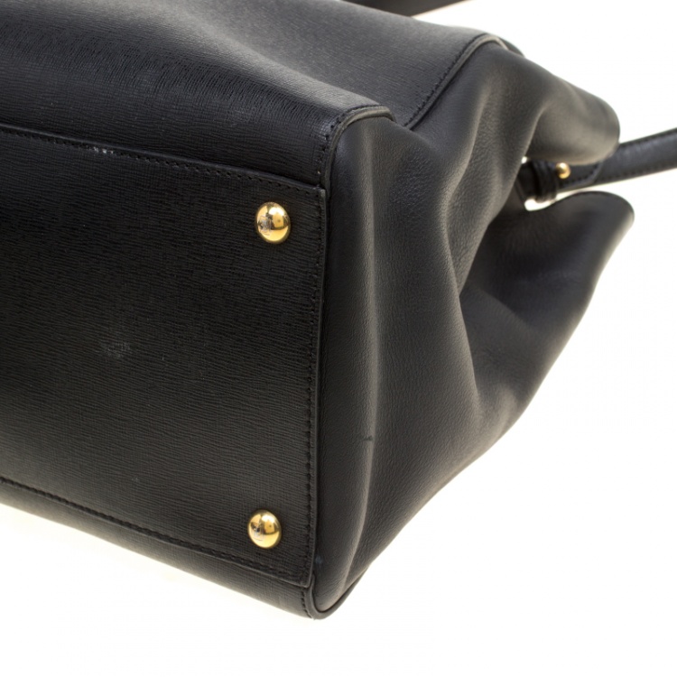 Pre Owned Fendi Black Saffiano Leather 2Jours Top Handle Bag