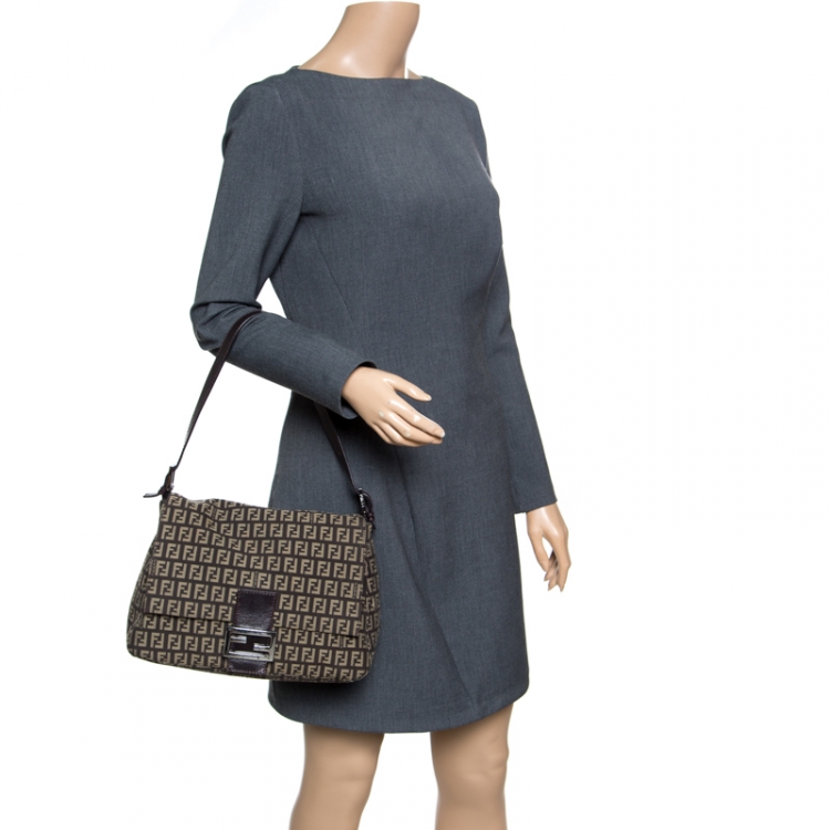 Fendi Tobacco Zucchino Canvas Mama Forever Shoulder Bag Fendi TLC