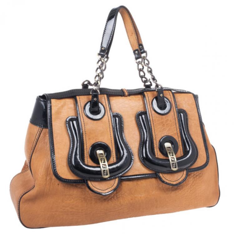 Pre Owned Fendi Brown Large Leather B Bag