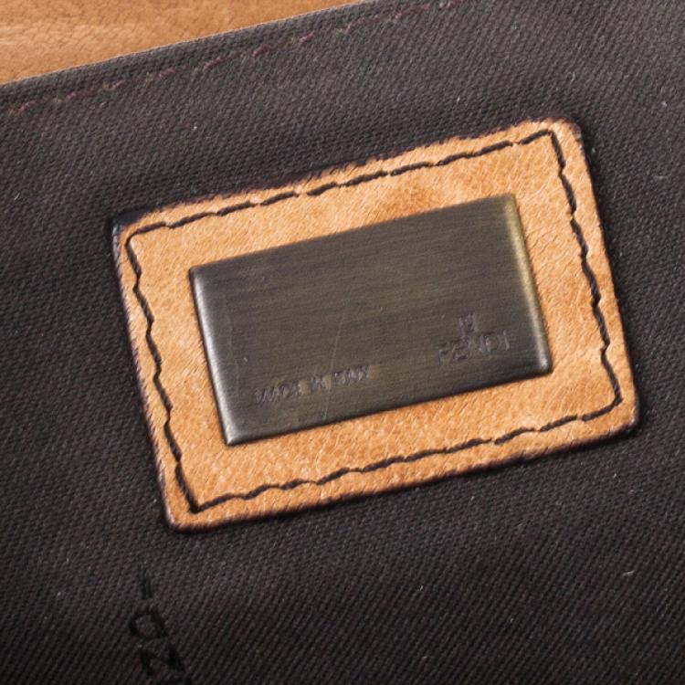 Pre Owned Fendi Brown Large Leather B Bag