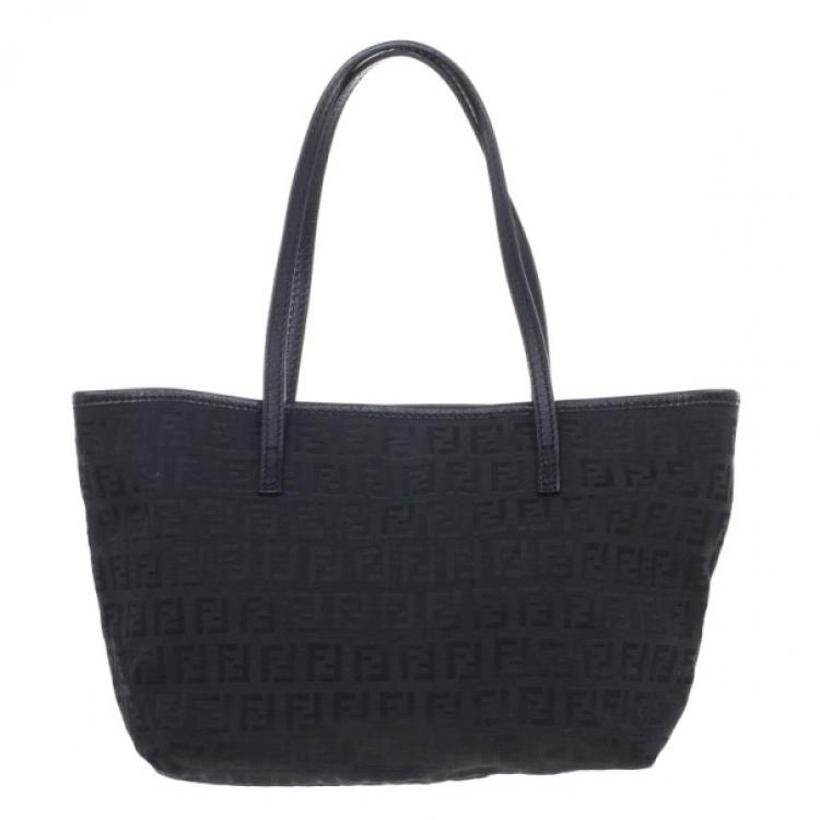 Pre Owned Fendi Black Mini Zucca Tote