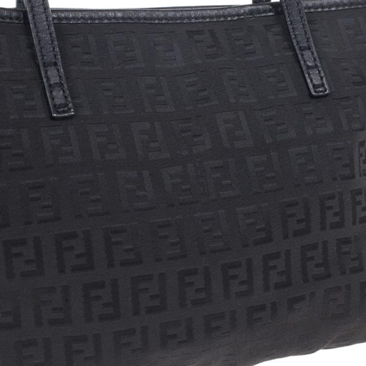Pre Owned Fendi Black Mini Zucca Tote