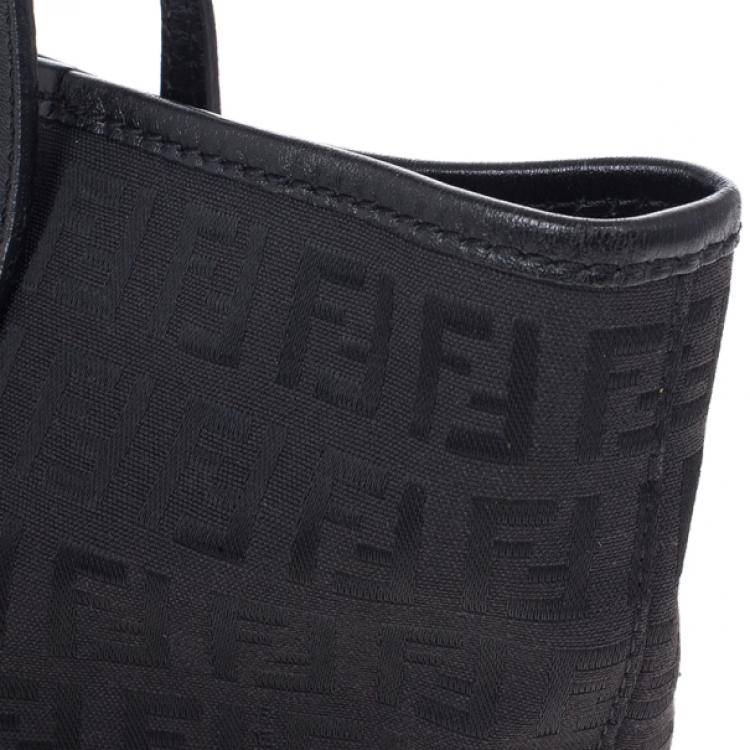 Pre Owned Fendi Black Mini Zucca Tote
