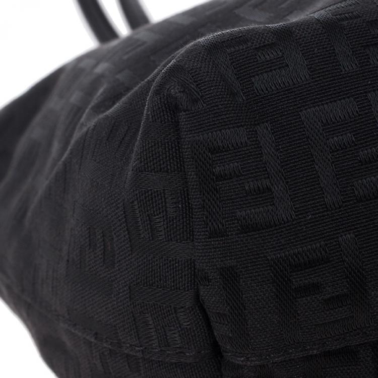 Pre Owned Fendi Black Mini Zucca Tote