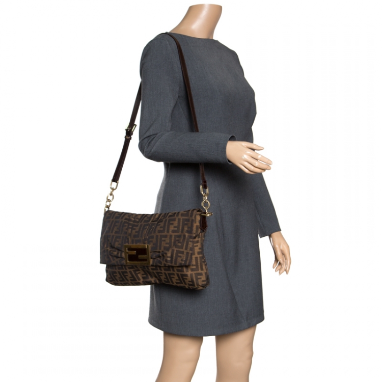 Fendi Tobacco Zucca canvas large Mia shoulder bag