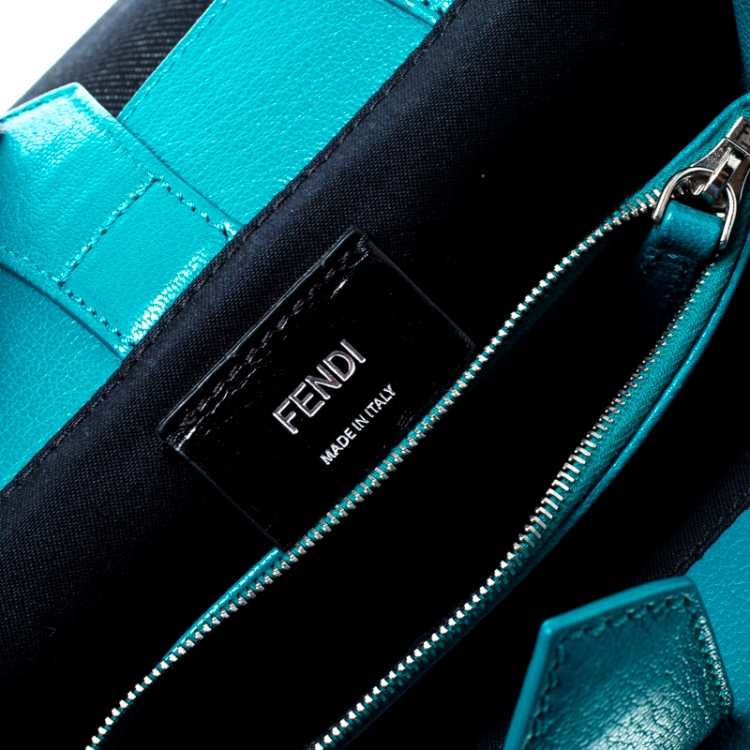 مملوكة مسبقًا Fendi Blue/Green Denim and Leather Petite 2Jours Top Handle Bag