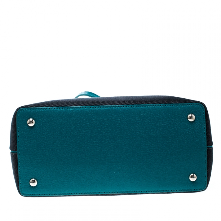 مملوكة مسبقًا Fendi Blue/Green Denim and Leather Petite 2Jours Top Handle Bag