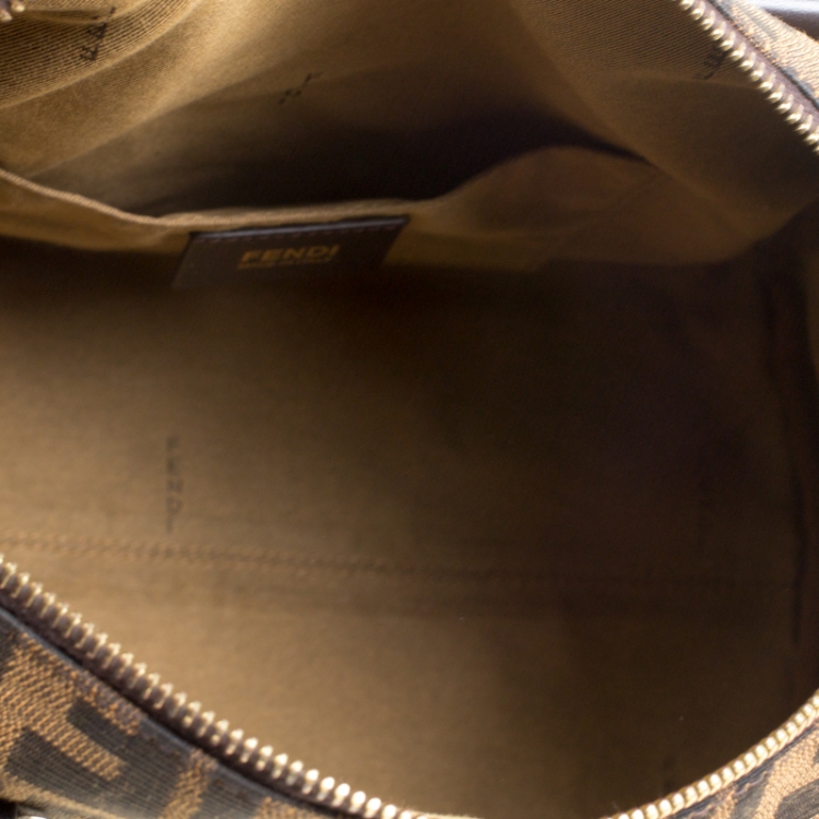 Pre Owned Fendi Tobacco Zucca Canvas and Leather Medium Chef Bauletto Bowler Bag
