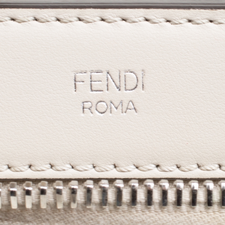 Pre Owned Fendi Off White Leather Dotcom Top Handle Bag