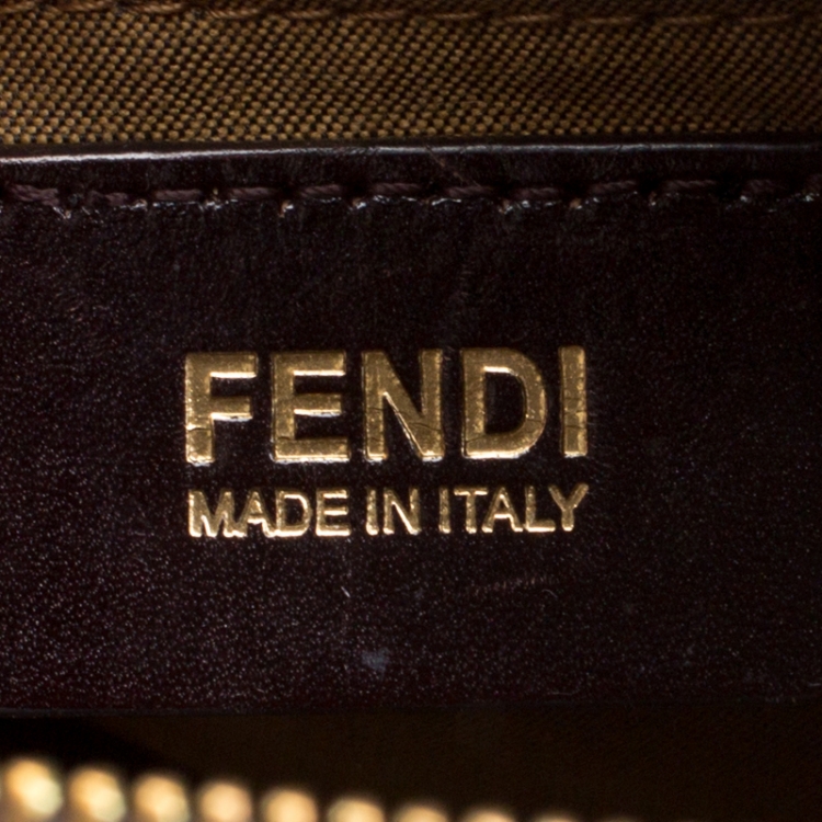 Pre Owned Fendi Brown Zucca Canvas Mini Top Handle Boston Bag