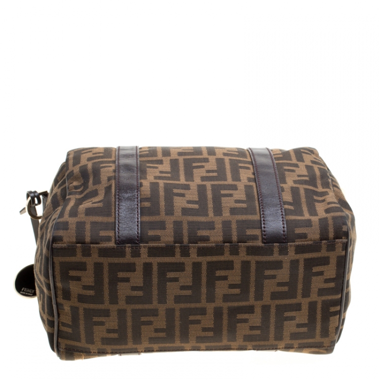 Pre Owned Fendi Brown Zucca Canvas Mini Top Handle Boston Bag