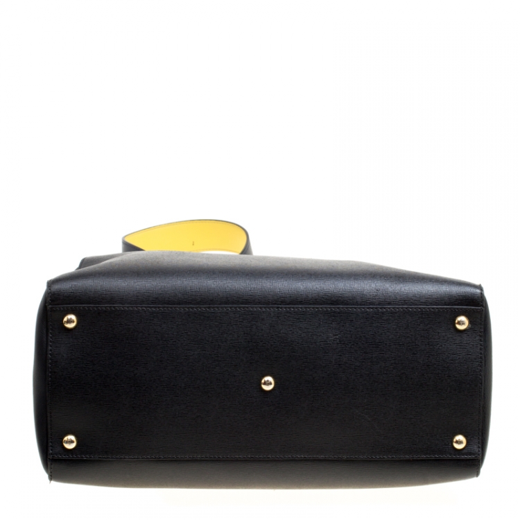 Pre Owned Fendi Black Leather 2Jours Top Handle Bag