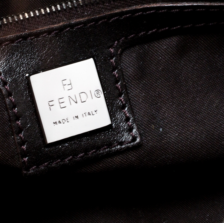 Pre Owned Fendi Brown Zucchino Canvas and Leather Bowler Bag