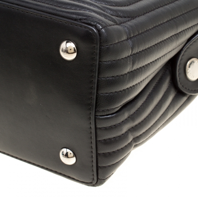 Pre Owned Fendi Black Quilted Leather Dotcom Click Shoulder Bag