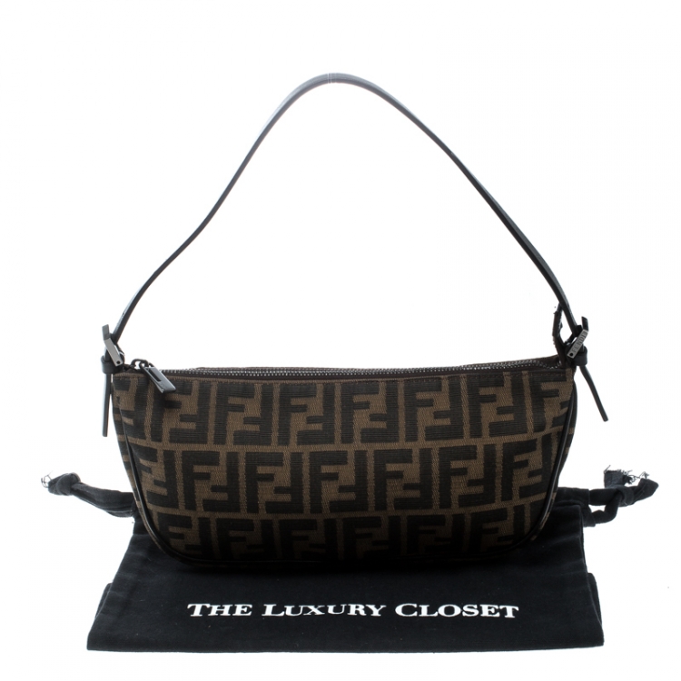 Pre Owned Fendi Brown Zucca Canvas Pochette 