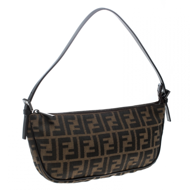 Pre Owned Fendi Brown Zucca Canvas Pochette 