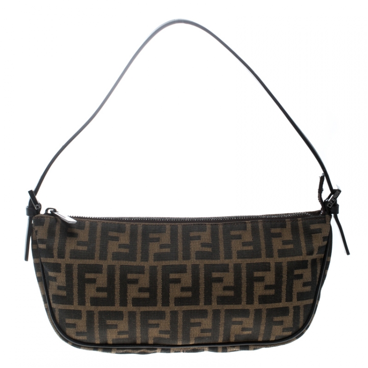 Pre Owned Fendi Brown Zucca Canvas Pochette 