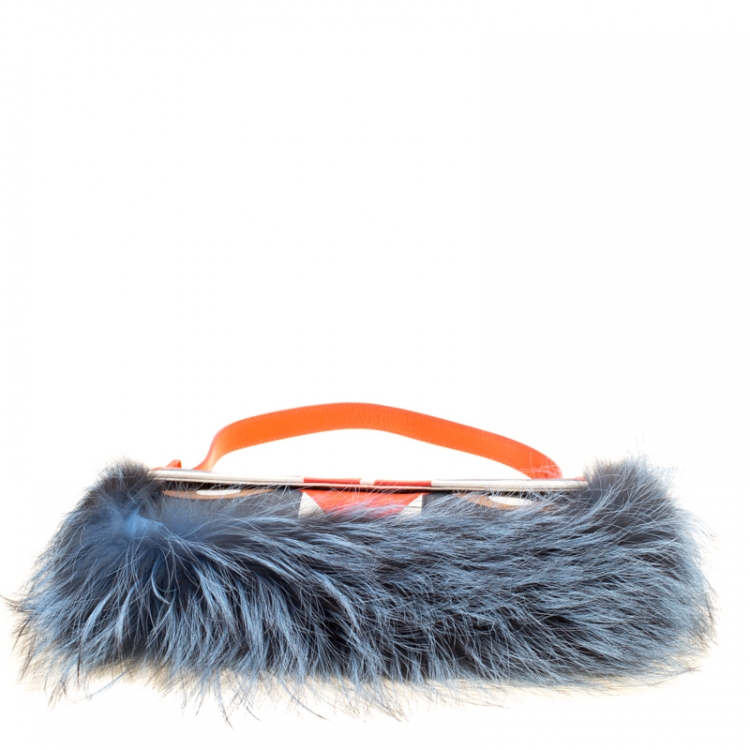 Pre Owned Fendi Multicolor Leather and Fur Monster Baguette Bag