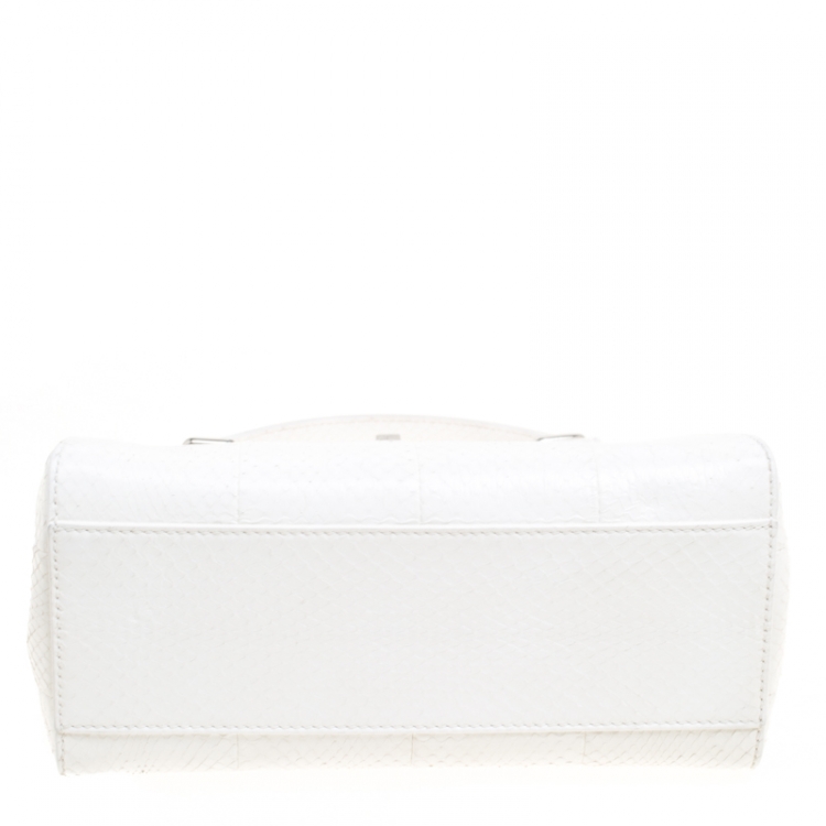 Pre Owned Fendi White Python Mini Peekaboo Top Handle Bag