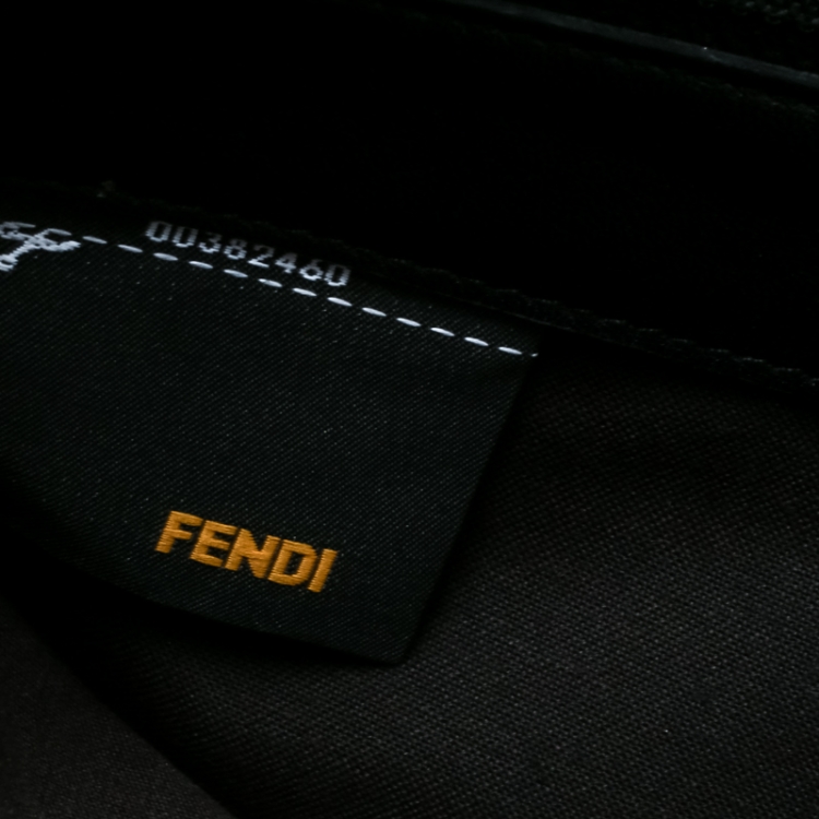 Pre Owned Fendi Brown Leather and Pequin Canvas Envelope Clutch