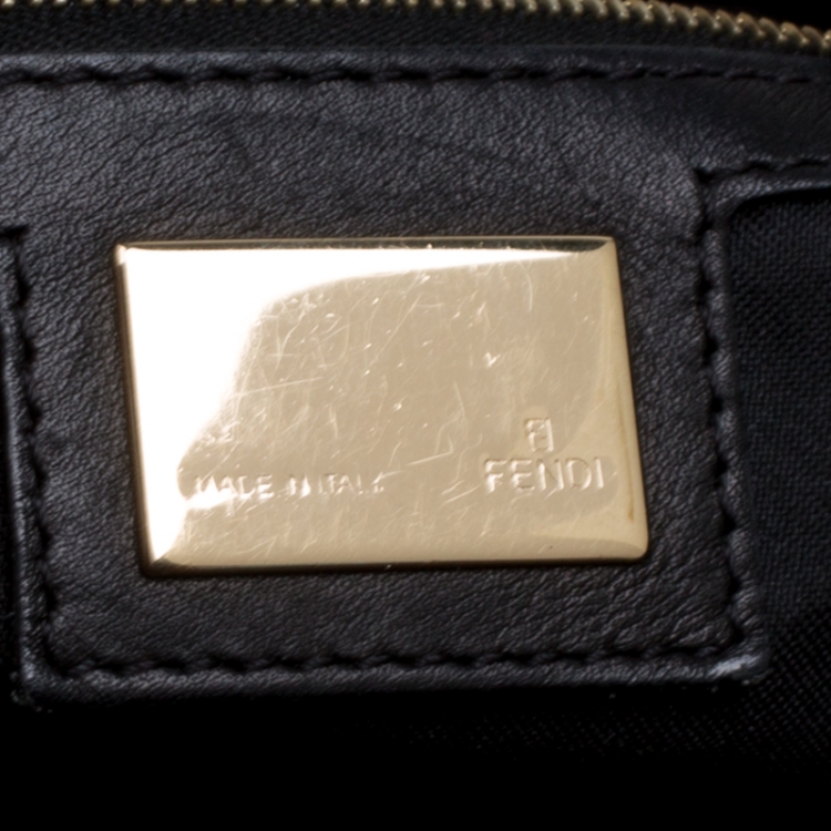 Pre Owned Fendi Black Zucchino Canvas Satchel