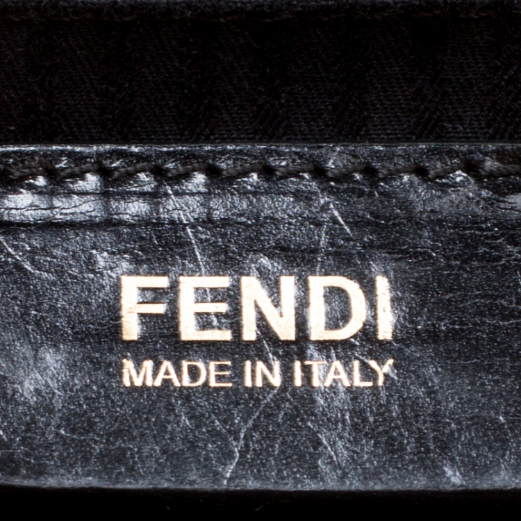 مملوكة مسبقًا Fendi Black Textured Leather Small Demi Jour Top Handle Bag
